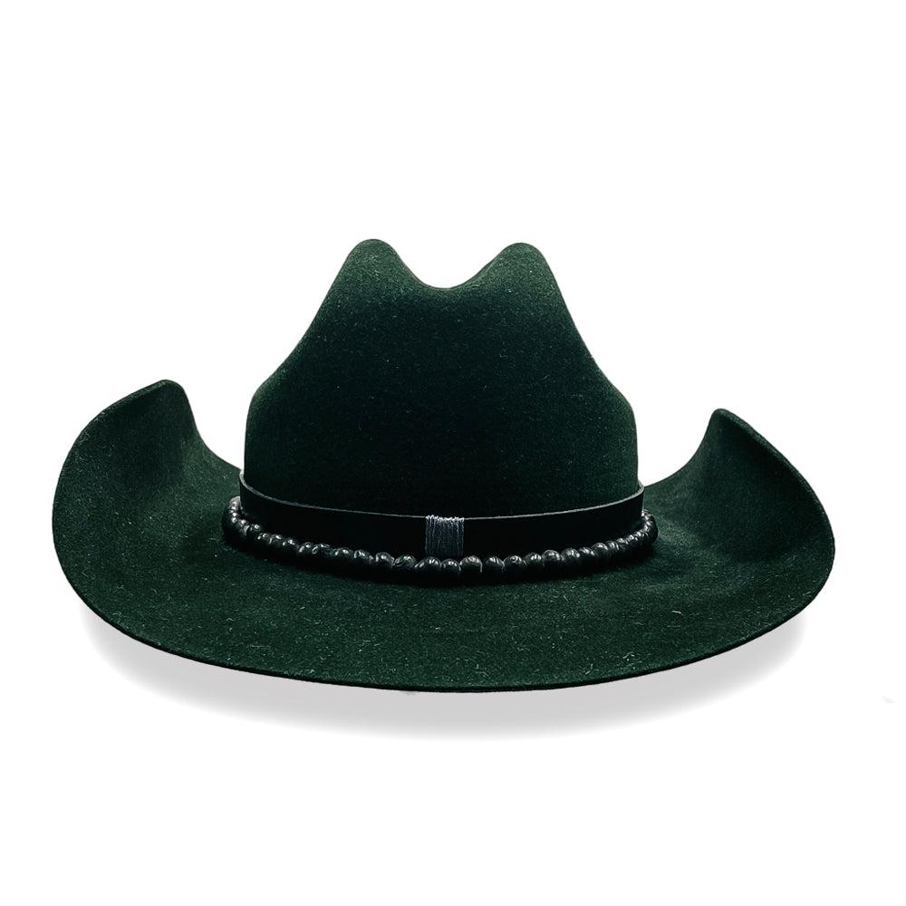 Emerald Green Cowboy with Black Clay Beads