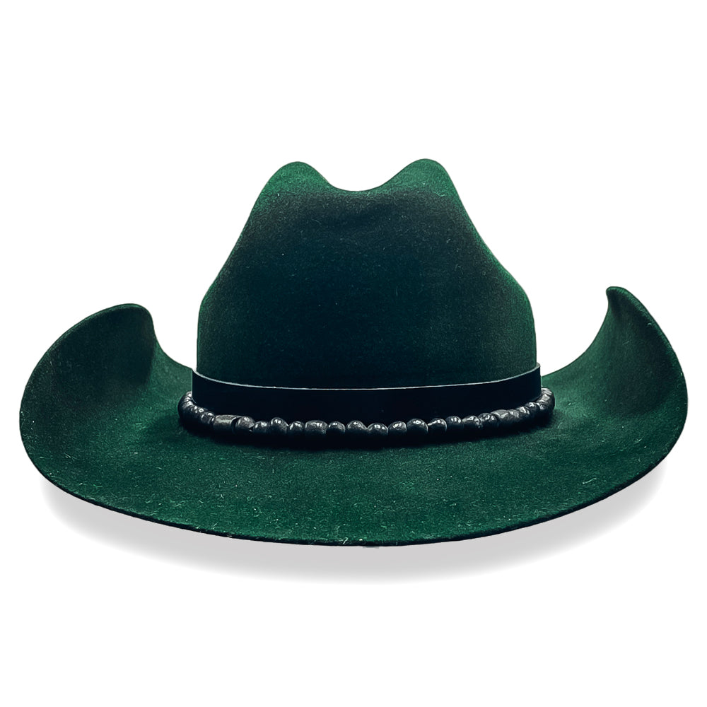 Emerald Green Cowboy with Black Clay Beads